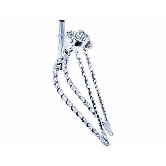 26 Bent Square Twisted Spring Fork 1 Inch W/Twisted Wing Cage Bars Chrome.