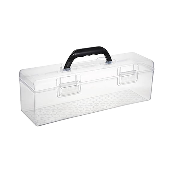 LIUJUNSHOP Extra Long Plastic Pencil Box Portable Clear Home Utility Boxes with Black Handle Stationery Storage Organizer Utility Painting Tool Storage Container