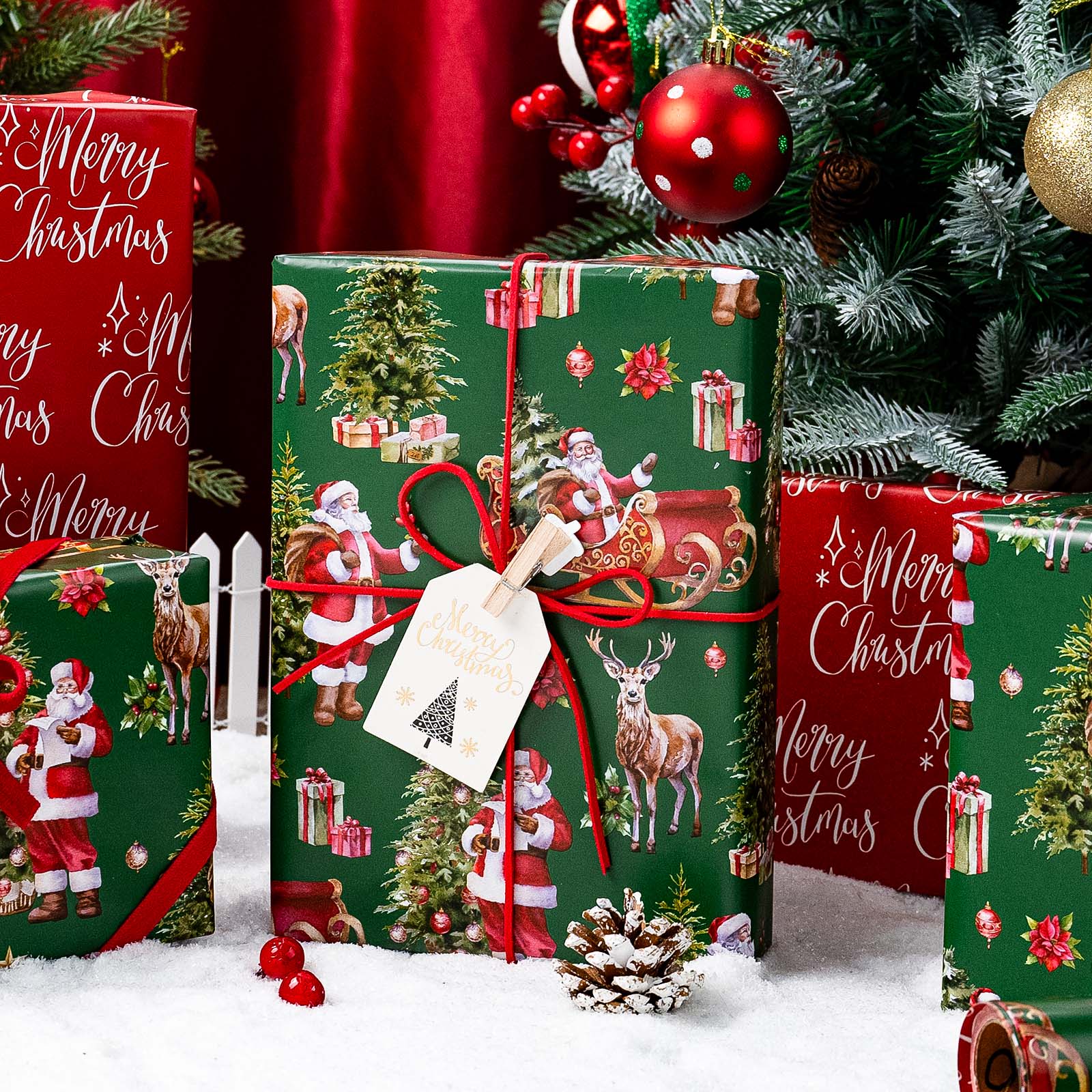 Homeral Green Christmas Wrapping Paper - Holiday Design photo 4