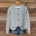 thumbnail image 2 of Weiqiqre Womens Fall Clothes Crew Neck Cropped Cardigan Sweaters Long Sleeve Open Front Button Down Sweater Jackets, 2 of 4
