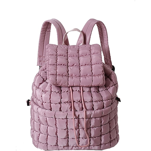 LHSHIDU Backpack for Women - Trendy Drawstring Puffy Backpack (Black)