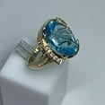 thumbnail image 2 of Blue Topaz 14kt yellow gold ring with 16x12MM Oval Fantasy Cut 11ct Topaz and .15pts Diamond, 2 of 4