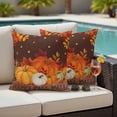 thumbnail image 4 of Orange Pumpkins Fall Outdoor Waterproof Pillow Covers, Thanksgiving Autumn Maple Leaves Brown Decorative Square Throw Pillowcase Sofa Cushion Sham for Patio/Couch/Chair, 18"x18" 2 Pack, 4 of 8
