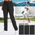 thumbnail image 4 of liyiyiyia Womens Quick Dry Hiking Pants Elastic Waist Black Cargo Pants Lightweight Water Resistant Travel Work Trousers, 4 of 10