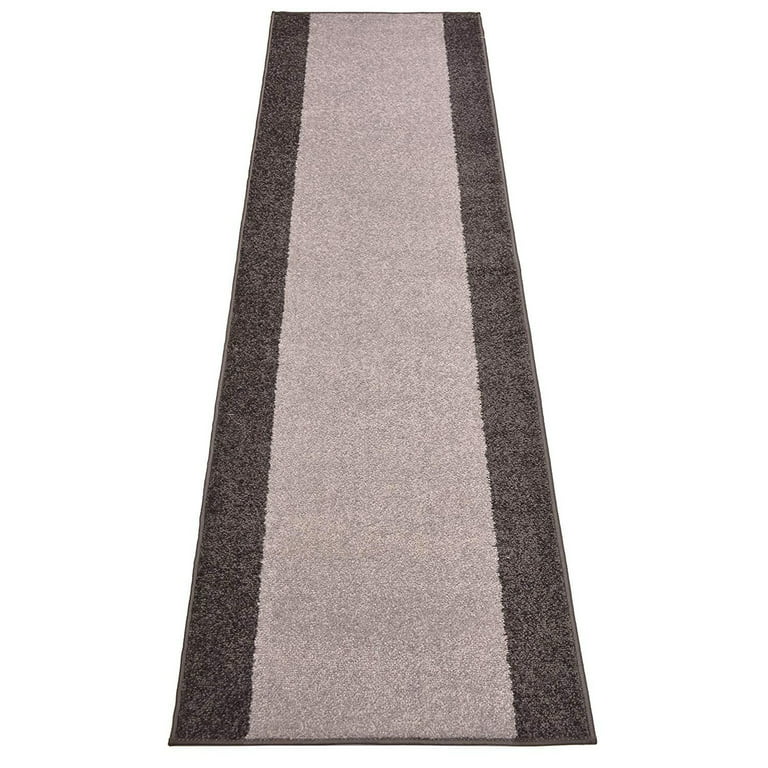 Machine Washable Custom Size Solid Bordered Grey Runner Rug Cut to Size  Indoor Hallway Rug Runners Customize by Feet and 25.5 inches Width Pick  Your
