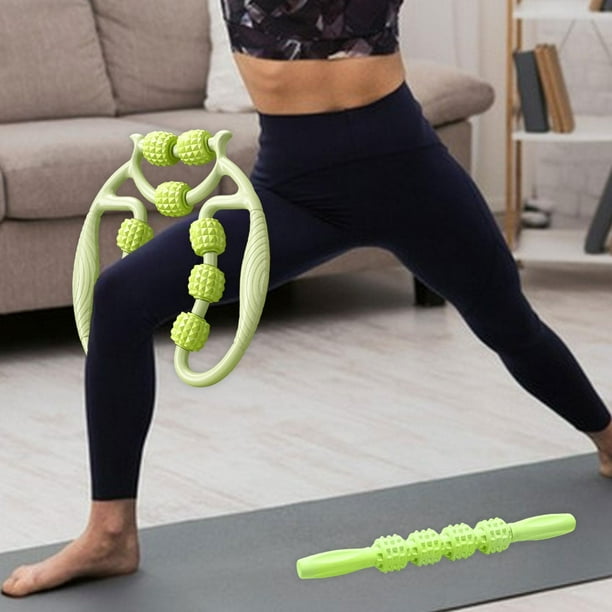 2 rodillos de masaje para piernas, herramienta de masaje, fitness, ejercicio, modelado corporal, abrazadera circular para piernas, rodillo muscular verde