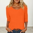thumbnail image 2 of Women's Casual 3/4 Sleeve T-Shirt Solid Color Round Neck Basic Tee Loose Fit Comfortable Top for Spring Fall Everyday Wear, 2 of 4