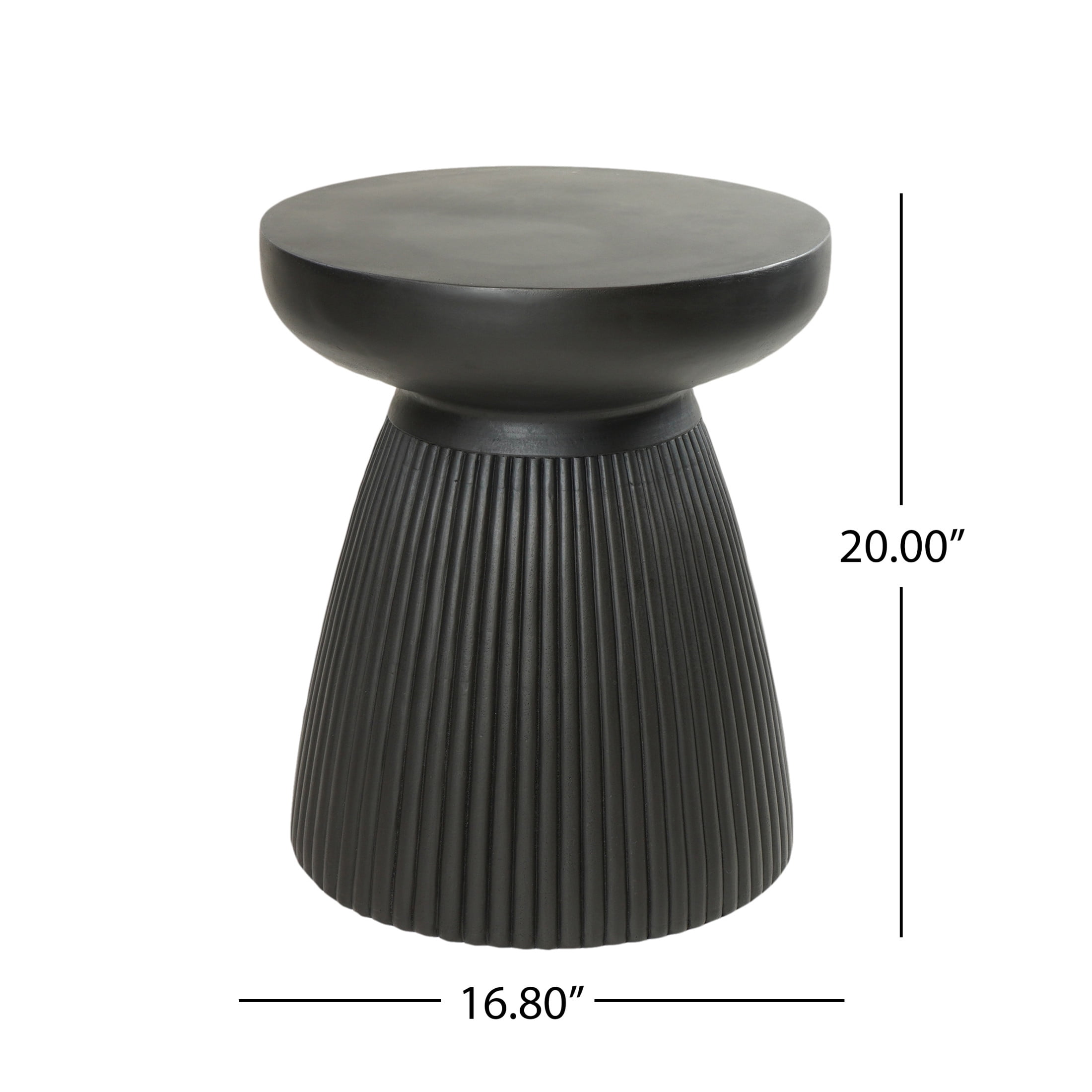 Matte Black MgO Concrete Outdoor Round Side Table