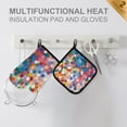 thumbnail image 4 of Yayeee Oven Mitts and Pot Holder Set of 4 Heat Resistant Kitchen Gloves Baking Hot Pad, Light Colorful Circles, 4 of 5