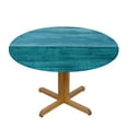 thumbnail image 3 of Nawypu  Round Fitted Tablecloth Teal Wood Texture Table Cloth with Elastic Edged Waterproof Wipeable Round Table Cover for Patio Parties Outdoor Decor, 3 of 7