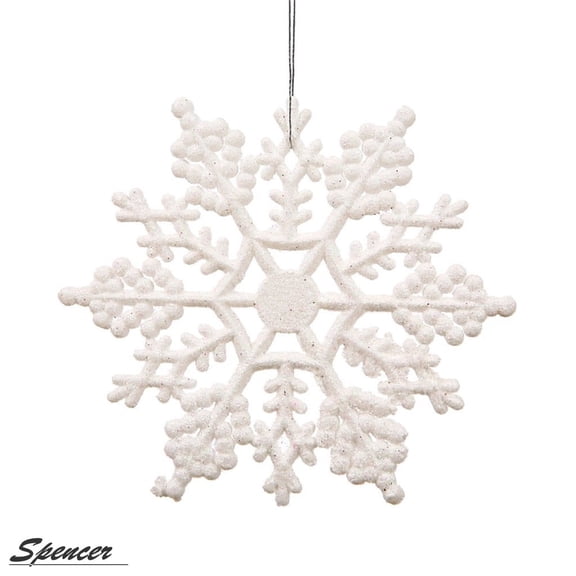 Spencer 4 inch Pack of 36 White Glitter Snowflake Christmas Ornaments Xmas Tree Hanging Decoration