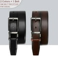 thumbnail image 5 of YOORAN Men's Belt Reversible Leather 1.25", Two-In-One Classic Dress Black Belt, Adjustable, 5 of 6