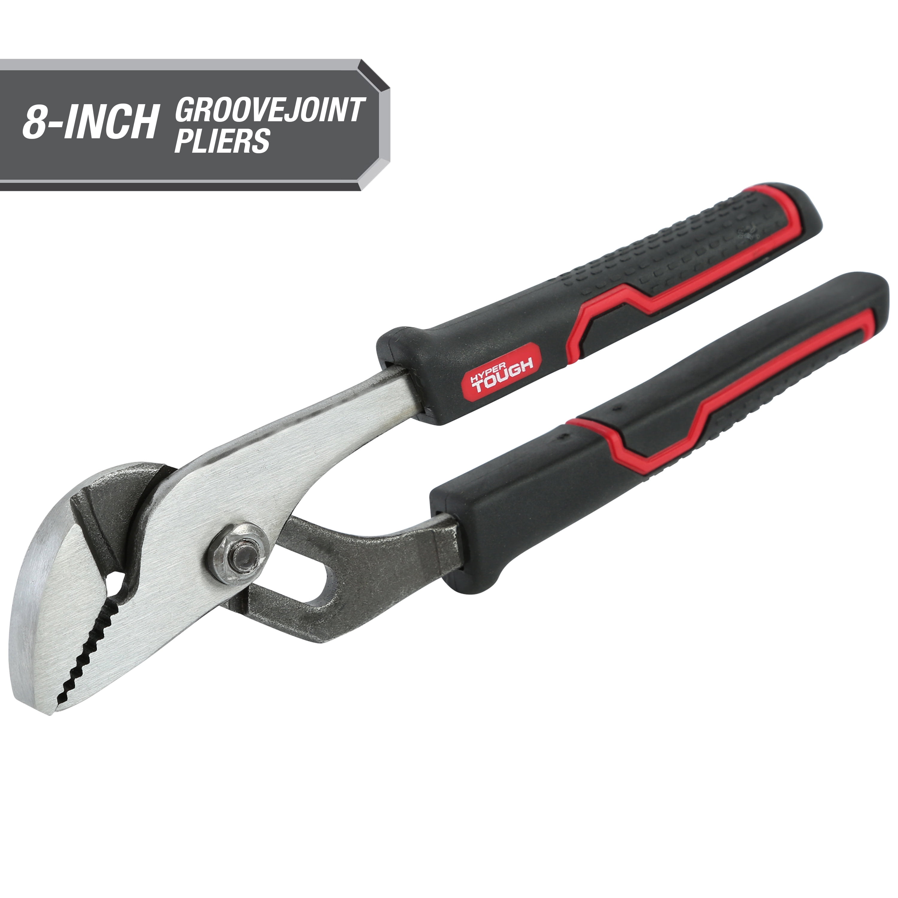 Hyper Tough 8-inch Groove Joint Pliers with Ergonomic Comfort Grips, Black