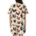 thumbnail image 3 of Naloa Roosters and Chickens Women's Short-Sleeved Pajama Set, Loungewear, Summer pajamas, Breathable Cozy - Small, 3 of 9