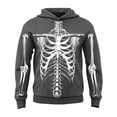 thumbnail image 4 of CUZIBR Boys Unisex Kids Halloween Skeleton Graphic Hoodie Front Sleeve Bone Print Long Sleeve Pullover Hooded Sweatshirt Holiday Party Casual Fall Tops,Grey-B,12-13 Years, 4 of 4
