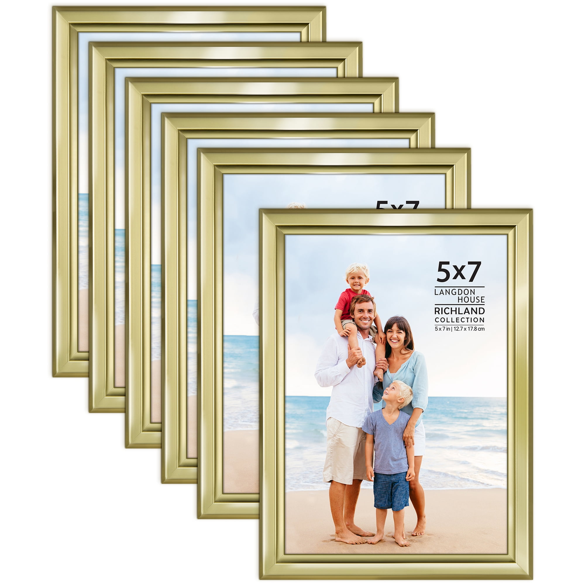 Langdon House 5x7 Gold Picture Frames, Modern Contemporary Style, 6 Pack, Richland Collection (US Company)