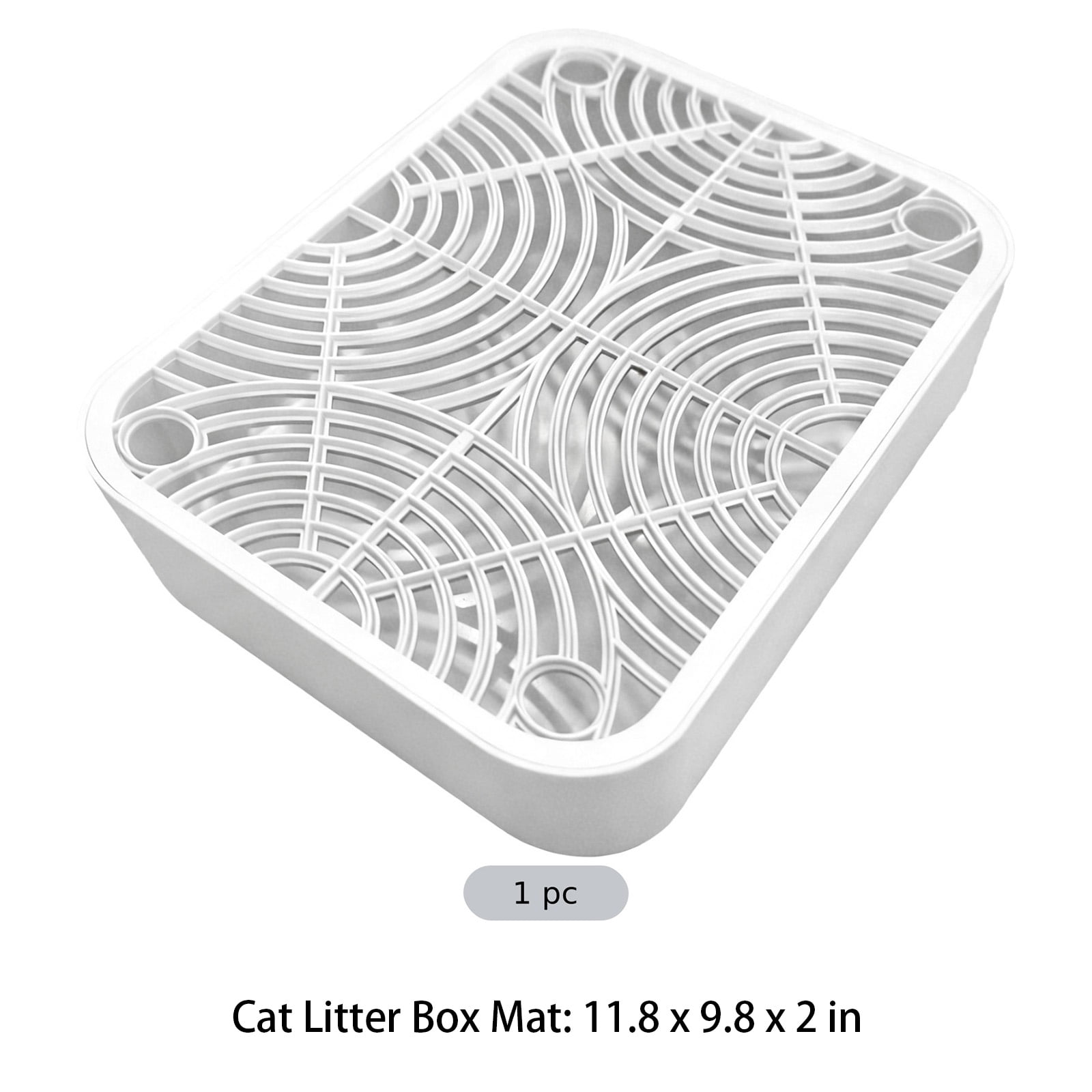 Cat Litter Mat with Filter - Washable Litter Box Ramp Traps Mess, Anti-Slip Base Prevents Tracking & Scattering, Easy Clean White Design