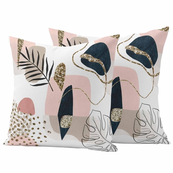 Outdoor Waterproof Pillow Covers Modern Boho Foliage Botanical Art Decorative Throw Pillow Protectors,Pillowcase Cushion Cases for Patio Sofa Garden Couch,16x16in,Pack of 2