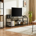 thumbnail image 4 of VECELO TV Stand up to 60 Inches, Industrial 55.11" Entertainment Center with Storage and Mesh Shelf for Living Room/Bedroom, Gray, 4 of 10
