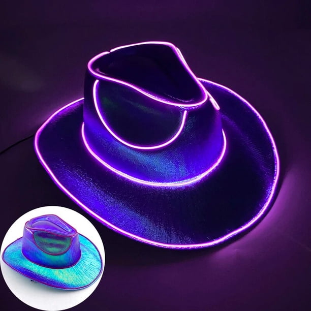 Sombrero de vaquero con luz LED para fiesta de despedida de soltera, gorra de vaquera luminosa para novia, accesorios de neón para club nocturno, suministros para festivales