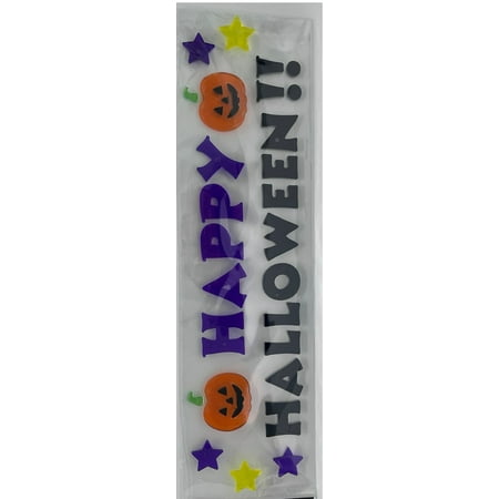 Pumpkins and Happy Halloween Gel Clings, Multicolor, 5.5" x 21", Halloween by Way To Celebrate