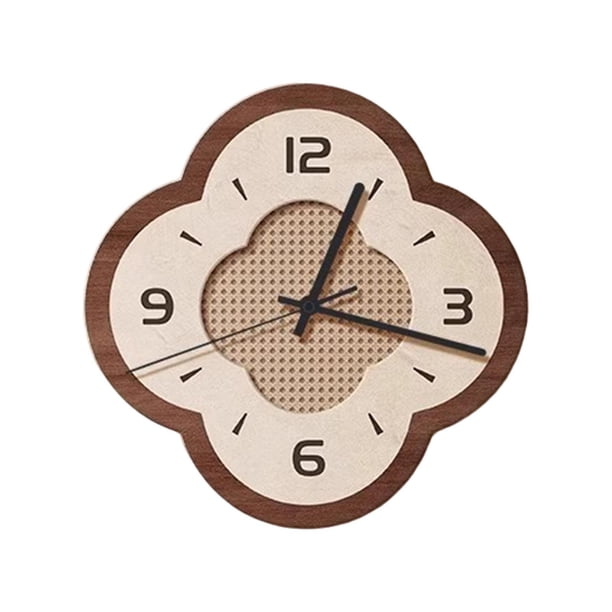 Reloj de pared con adorno de pared, silencioso, con marco de madera, para colgar en la cocina y el comedor. Flor