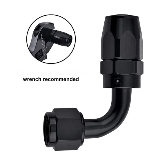 4 6AN 90 Degree Swivel Hose End Fitting for Stainless Steel Braided Hose, Aluminum Alloy, Black