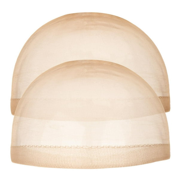 Gorro de peluca, gorro de peluca para peluca con malla frontal, gorros calvos transpirables de nailon Invisible fino transparente Real, accesorios par Marrón
