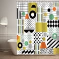 thumbnail image 5 of Modern Shower Curtains, Geometric Shower Curtain Abstract Shower Curtain Waterproof Yellow Black and White Art Pattern Bathroom Decor with 12 Hooks, 72Wx84H Inch, 5 of 6