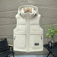 thumbnail image 2 of USNSM Men's Plus Size Hooded Puffer Vest Waistcoat Sleeveless Zip Up Padded Jackets Coat Lightweight Quilted Gilet with Pockets Beige XXXL, 2 of 3