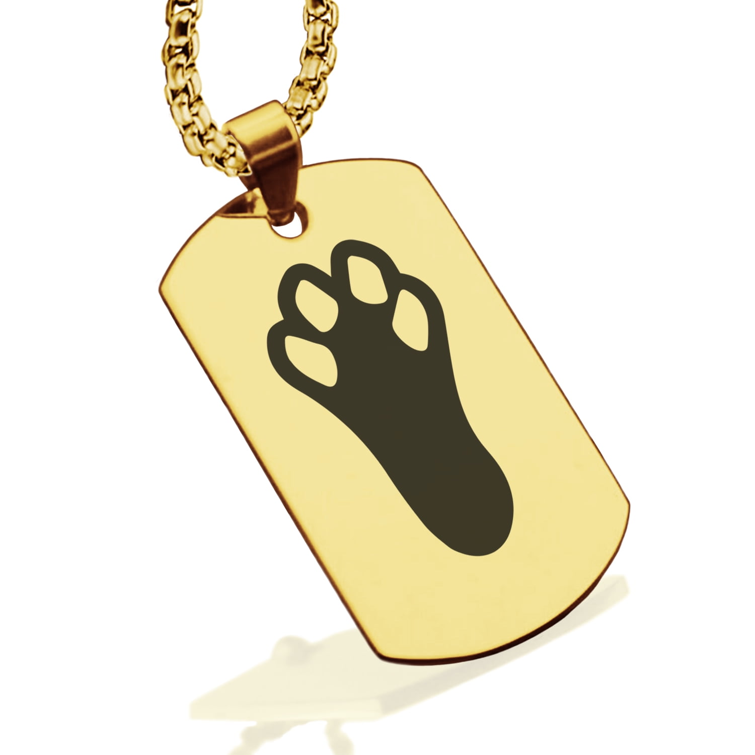 Stainless Steel Rabbit’s Foot Good Luck Charm Dog Tag Pendant Necklace