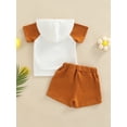 thumbnail image 4 of Qmyliery Baby Boys 2PCS Pants Set, Short Sleeve Color Block Hooded Tees + White Drawstring Short Pants, Toddler Boys Summer Casual Outfit,0-3 Years, 4 of 8