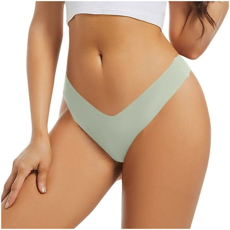 Ashirexll Thongs for Women  Silk Underwear for Women Low Waist Solid Color Seamless No Show Stretch Thong Panties Mint Green S