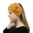 thumbnail image 3 of NYFASHION101 Hand Knitted Furry Flowers Winter Headband Headwrap - NAG324Y, Mustard, 3 of 4