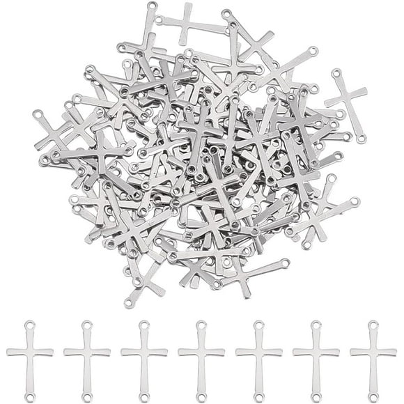 100Pcs 201 Stainless Steel Connector Charms 17x9.5x0.7mm Laser Cut Charms Small Charms with 1.2mm Hole Stainless Steel Color for DIY Craft Jewelry Making Findings Handmade Accessories