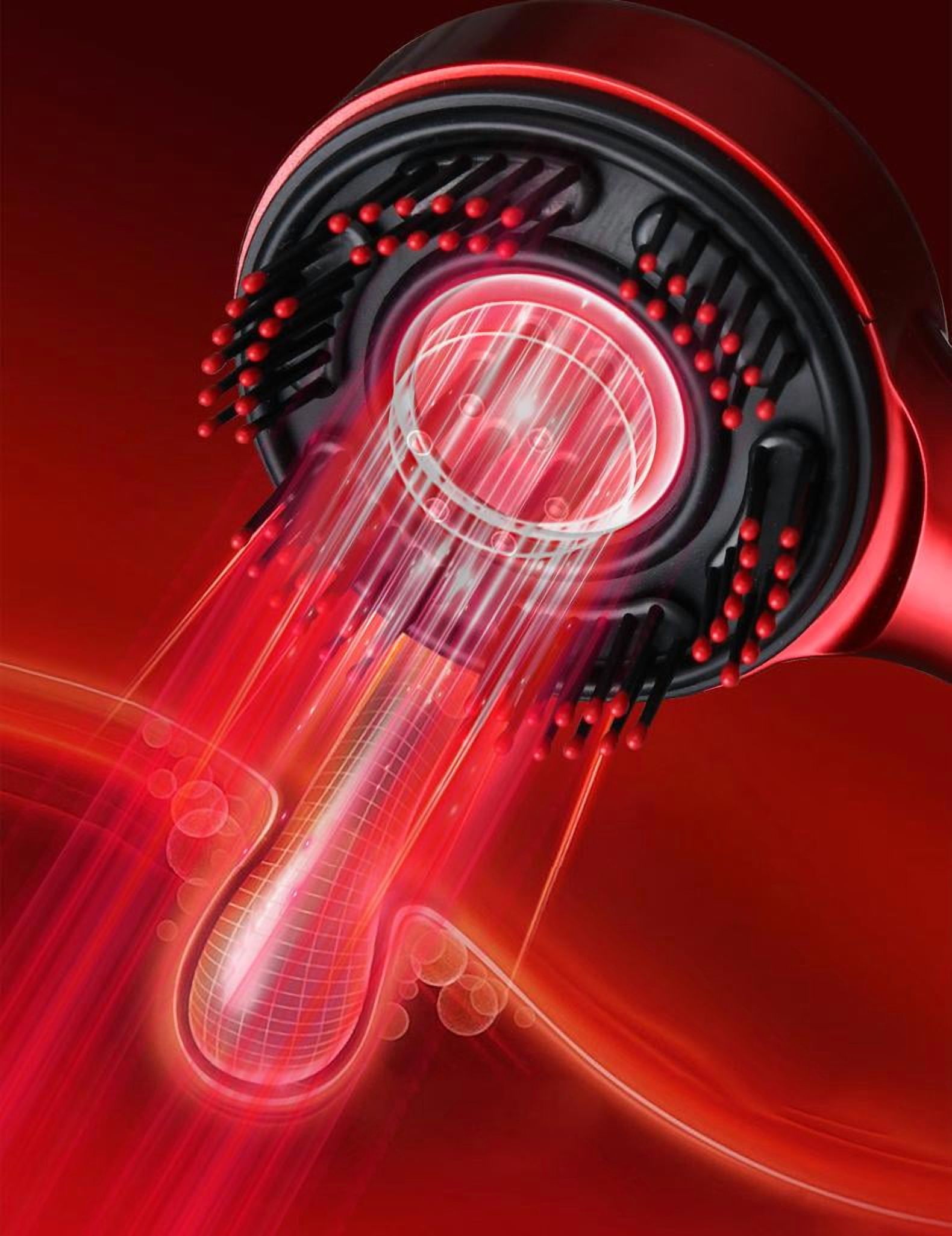 Furein Smile Electric Scalp Massager 3-in-1 Red Light Therapy & Hair Growth for Home Use, Red