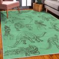 thumbnail image 3 of Jurassic Decorative Rug, Arrangement of Various Dinosaurs Illustrations Skeleton Biology Historic, Quality Carpet for Bedroom Dorm and Living Room, 6 Sizes, Sea Green, by Ambesonne, 3 of 4