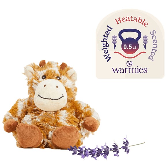 warmies Junior 9” Giraffe Stuffed Animal, Microwavable Heated Plushies and Weighted Soft Plush Toys