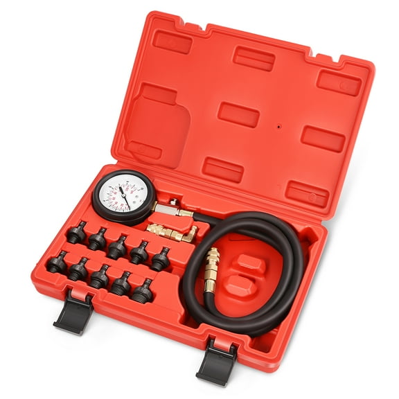 Engine Oil Pressure Testing Diagnostic Tool Kit Dual Scale Gauge with Adapters for Cars, Trucks, Tractors