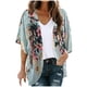 thumbnail image 2 of Herrnalise - Cárdigan ligero de frente abierto para mujer, cárdigan tipo kimono con mangas abullonadas y estampado floral, blusa informal holgada de gasa, 2 of 7