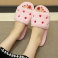 thumbnail image 5 of Aueoeo Women's House Slipper Heart Graphic Decr Open Toe Comfy Fuzzy Shoes Casual Bedroom Outdoor Slippers, 5 of 7