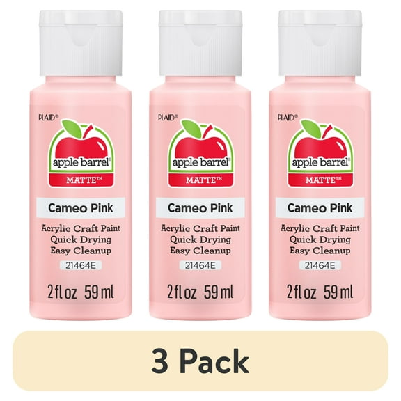 (3 pack) Apple Barrel Acrylic Craft Paint, Matte Finish, Cameo Pink, 2 fl oz