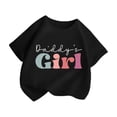 thumbnail image 6 of Girls Soft Cotton Letter Print Graphic Tee Short Sleeve Crewneck Pullover T-Shirt Black Size 7-8T, 6 of 6