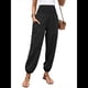 thumbnail image 1 of Pantalones de Trabajo Bohemios de Verano para Mujer, Informales, Plisados, Elásticos, de Cintura Alta, Anchos y con Bolsillos. Negro M, 1 of 9