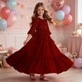 thumbnail image 6 of Mifsaly Little Girl Dresses Ruffle Half Sleeve A-Line Tiered Long Dress Comfortable Flowy Casual Summer Beach Sundress with Pockets, 6 of 7