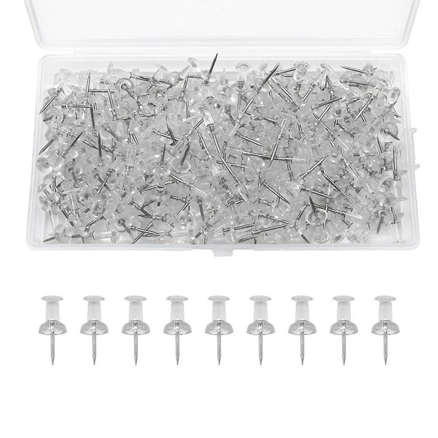Chinchetas Basics de plástico transparente con punta de acero, paquete de 200