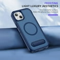 thumbnail image 7 of for iPhone 15 Case,Dual Layer With Kickstand Compatible For MagSafe,2 PCS Screen Protector,Military Shockproof Matte PC with Soft Edges Phone Cover For iPhone 15 6.1"(Navy Blue), 7 of 7