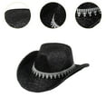 thumbnail image 6 of yuksok Western Cowboy Hat Retro Cowgirl Hat for Role Playing Festival Black, 6 of 9