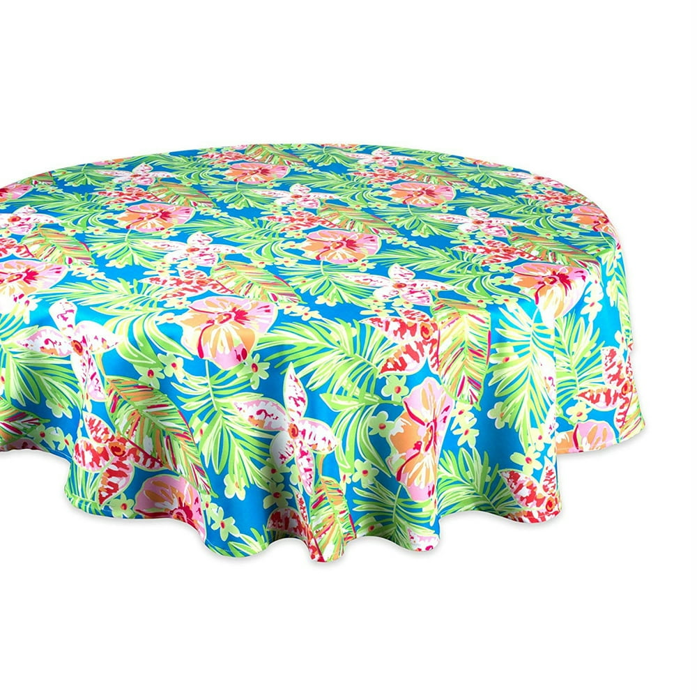 DII Summer Floral Outdoor Round Tablecloth, 60" Round, 100 Polyester