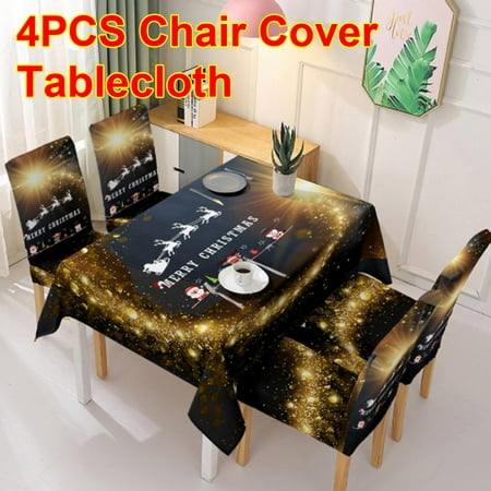 

140*140cm Tablecloths for Rectangular Tables with 4PCS Chair Case for Christmas Family Gathering Dining Room Table Decoration